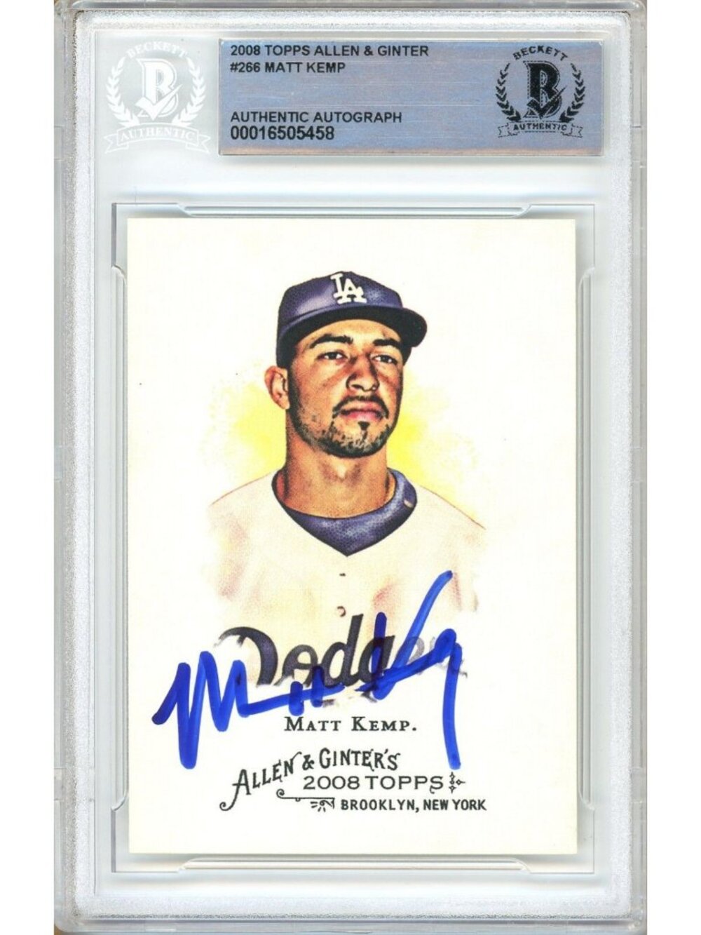 Matt Kemp Signed 2008 Topps Allen & Ginter #266 LA Dodgers BAS Slabbed Auto MLB
